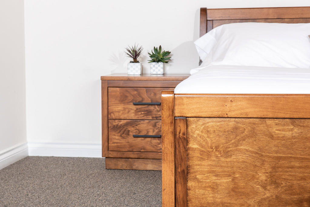 elegance solid wood bed frame close up