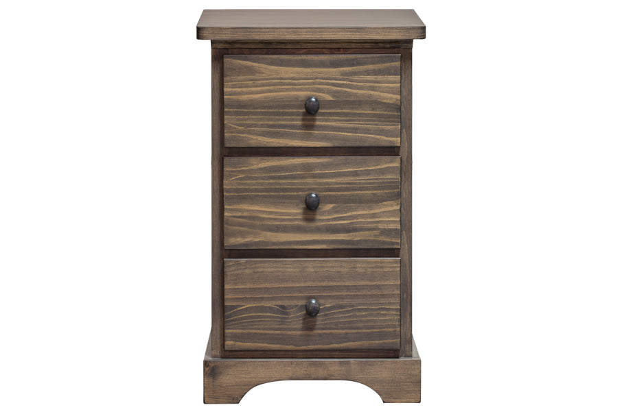 polo solid wood nightstand 3 drawer narrow